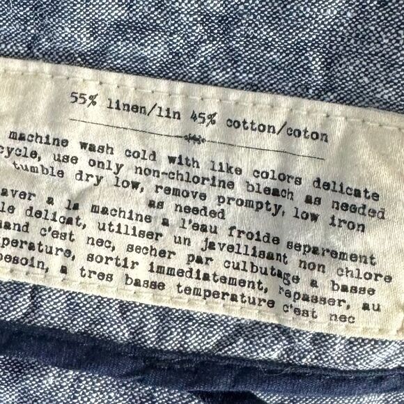Anthropologie Cartonnier Blue Linen Blend Two Button Blazer Sz 6 - Picture 9 of 9